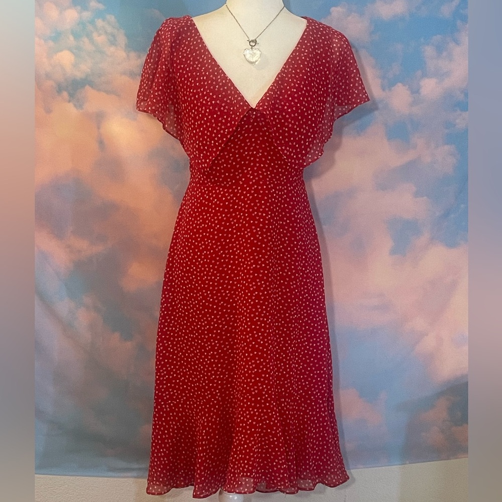 Darling Red and White Mini ❤️’s Midi Dress